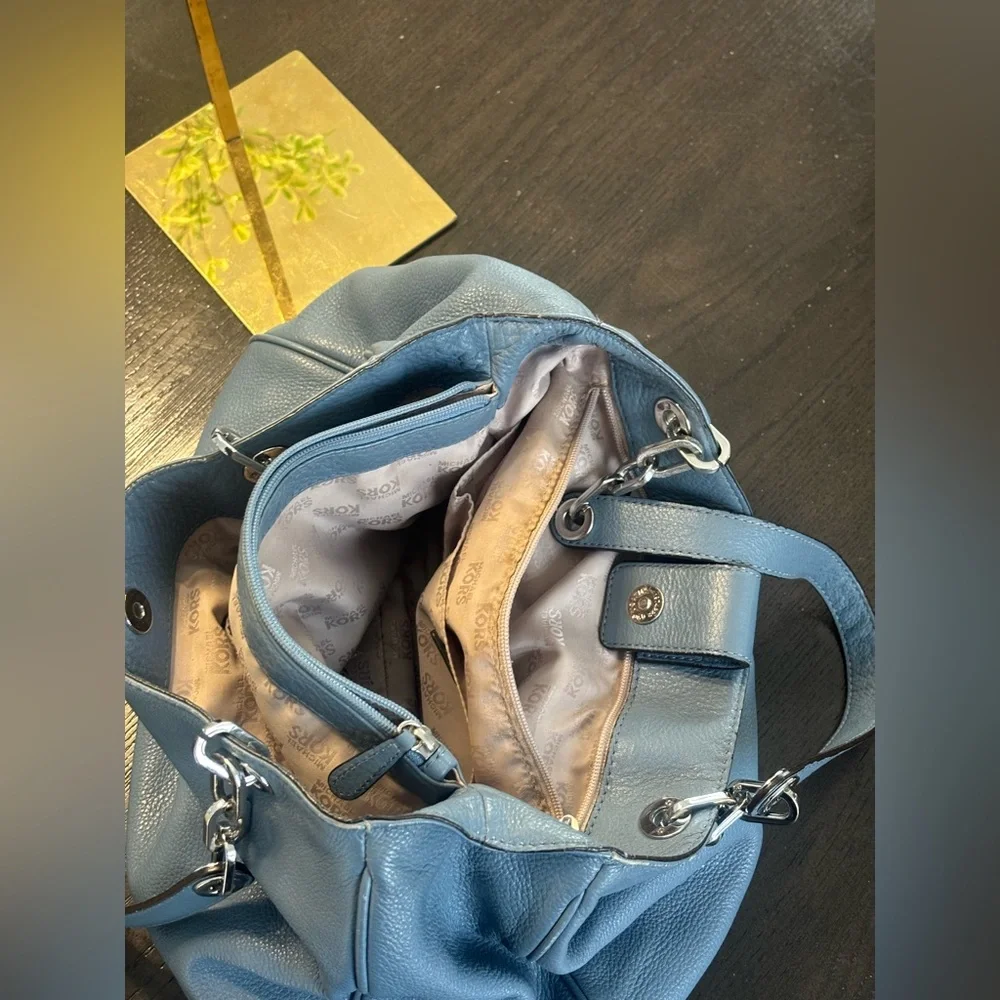 Michael Kors Slate Blue Leather Shoulder Bag